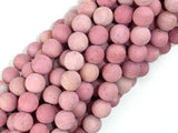 Matte Rhodonite Beads, Round, 8mm (8.7mm)-BeadBasic