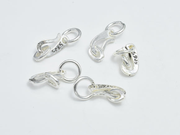 925 Sterling Silver Clasp, S Hook, 10x5mm-BeadBasic