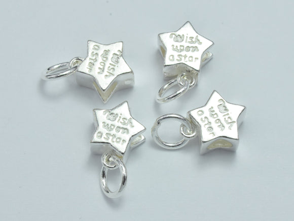 1pc 925 Sterling Silver Charms, Star Charms, Star Bails Connector, 8mm-BeadBasic