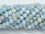 Aquamarine Beads, 6mm (6.5mm) Round Beads-BeadBasic