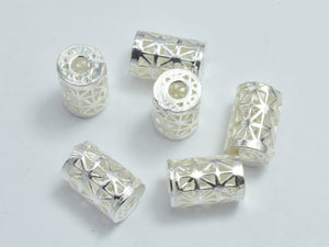 4pcs 925 Sterling Silver Beads, 5x7.5mm Tube Beads, Big Hole Filigree Beads, Jewelry Findings-BeadBasic