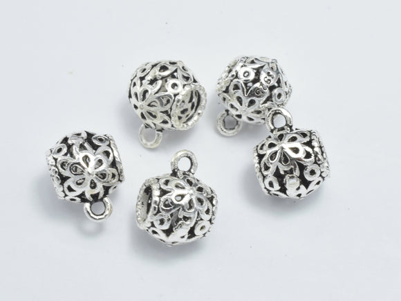4pcs 925 Sterling Silver Bead Connector-Antique Silver, Filigree Drum, 7x6.8mm-BeadBasic