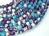 Rain Flower Stone Beads, Blue, Purple, 8mm Faceted Round Beads-BeadBasic
