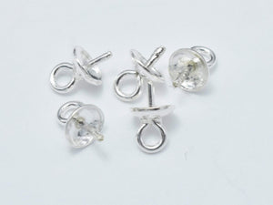 20pcs 925 Sterling silver Cup, 4x6mm, For half hole beads-BeadBasic