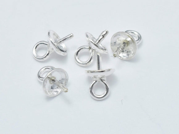 20pcs 925 Sterling silver Cup, 4x6mm, For half hole beads-BeadBasic