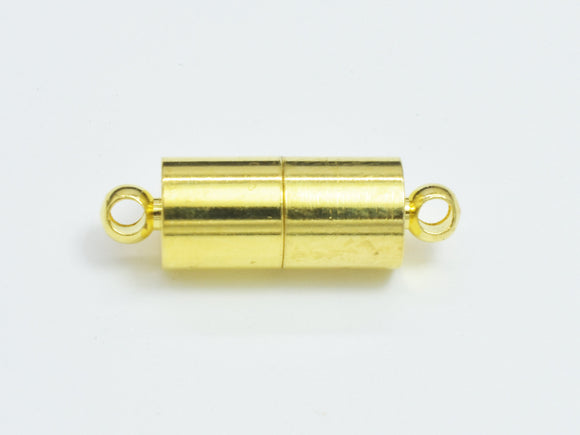 10pcs 6x19mm Magnetic Cylinder Clasp-Gold, Plated Brass-BeadBasic