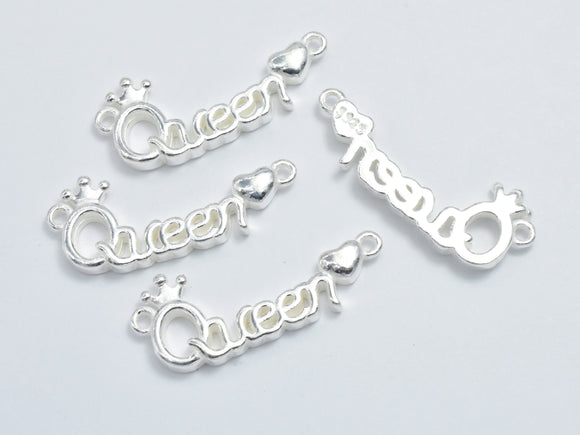 1pc 925 Sterling Silver Bead Connector, Queen Connector, Love Queen Charms, 24x9mm-BeadBasic