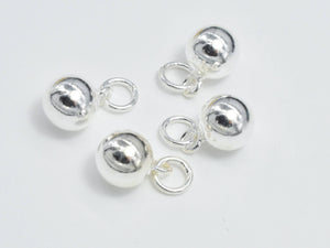 2pcs 925 Sterling Silver Charm, Ball Charm, 6.8mm Round Ball-BeadBasic