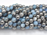 Mystic Coated Banded Agate - Blue & Silver, 6mm, Faceted-BeadBasic