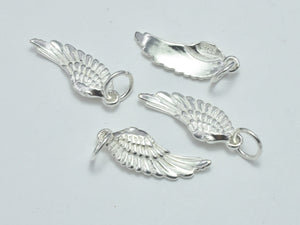 2pcs 925 Sterling Silver Charms, Angel Wing Charm, 18x6.5mm-BeadBasic