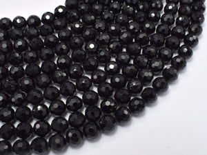 Black Tourmaline Beads, 6mm (6.6mm) Faceted Round-BeadBasic