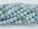 Genuine Aquamarine Beads, 8mm Round Beads-BeadBasic