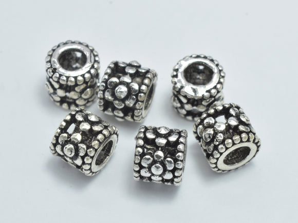 4pcs 925 Sterling Silver Beads-Antique Silver, 5x4.6mm Filigree Tube Beads-BeadBasic