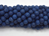 Dark Blue Lava Beads, Round, 8mm (8.5mm)-BeadBasic