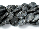 Black Labradorite Beads, Larvikite, 18x25 Twisted Oval Beads-BeadBasic