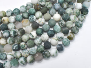 Matte Tree Agate Beads, 8mm Round Beads-BeadBasic