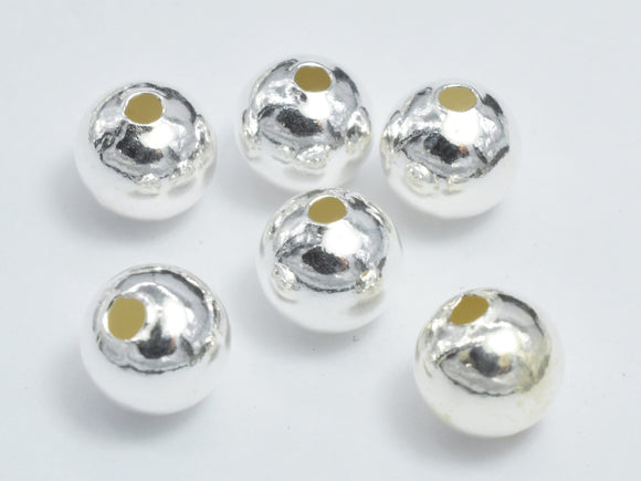 4pcs 925 Sterling Silver Beads, 8mm Round Beads, Big Hole 2mm-BeadBasic