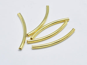 6pcs 24K Gold Vermeil Tube, 925 Sterling Silver Tube, Curved Tube, 1.5x25mm-BeadBasic