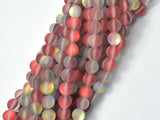Matte Mystic Aura Quartz-Red, Rainbow, 6mm (6.3mm) Round-BeadBasic