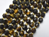 Blue Yellow Tiger Eye, 8mm Faceted Prism Double Point Cut-BeadBasic