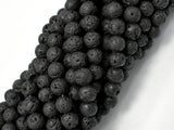 Black Lava Beads, Round, 6mm-BeadBasic