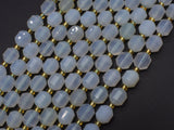 Blue Chalcedony Agate Beads, 8mm Faceted Prism Double Point Cut-BeadBasic