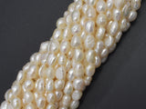 Fresh Water Pearl Beads, White, Nugget, Approx. 7x9 mm-BeadBasic