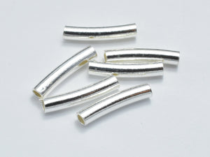 10pcs 925 Sterling Silver Tube, Curved Tube, 2x10mm-BeadBasic