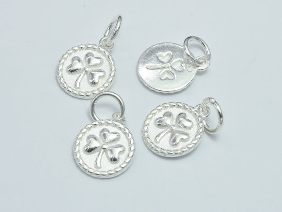 2pcs 925 Sterling Silver Charms, Flower Charms, 10mm Coin-BeadBasic