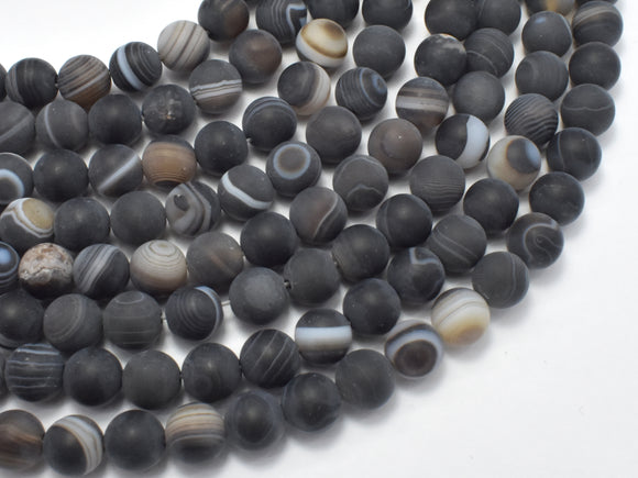 Matte Banded Agate Beads, 8mm Round Beads-BeadBasic