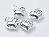 1pcs 925 Sterling Silver Charm, Heart Charm, 12x10mm-BeadBasic