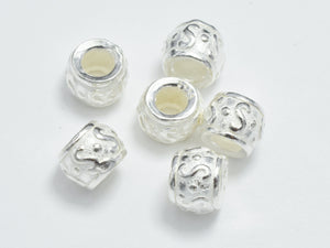 4pcs 925 Sterling Silver Beads, Drum Beads, Big Hole Spacer Beads, 5.8x4.3mm-BeadBasic
