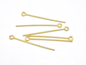 20pcs 24K Gold Vermeil Eye Pin, 925 Sterling Silver Eye Pin, 25mm-BeadBasic