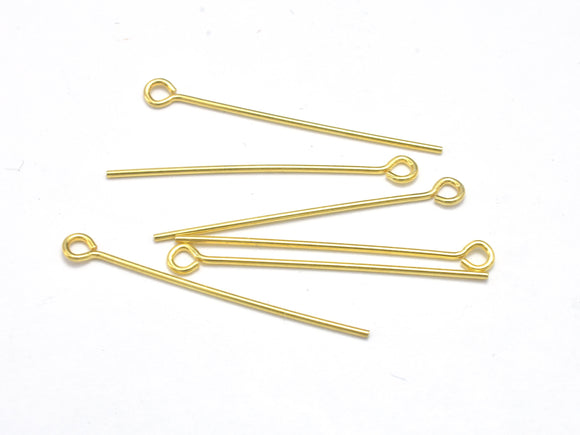 20pcs 24K Gold Vermeil Eye Pin, 925 Sterling Silver Eye Pin, 25mm-BeadBasic