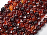 Amber Resin-Red, 8mm Round Beads, 33 Inch, Approx 108 beads-BeadBasic