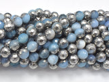 Mystic Coated Banded Agate - Blue & Silver, 8mm, Faceted-BeadBasic