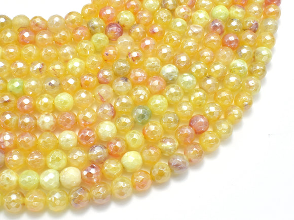 Mystic Coated Fire Agate- Yellow, 6mm, Faceted-BeadBasic