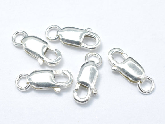 925 Sterling Silver Lobster Clasp, 4x10mm, With Close Jump Ring, 4pcs-BeadBasic