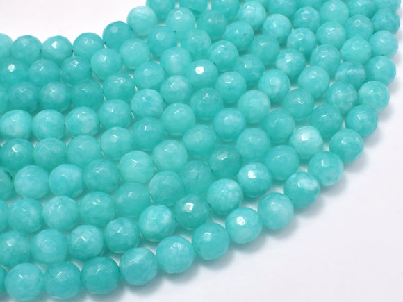 Teal Jade Beads, 7.8mm Faceted Round-BeadBasic