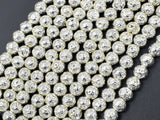 Lava-Silver Plated, 6mm (6.7mm) Round Beads-BeadBasic