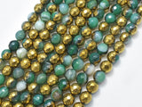 Mystic Coated Banded Agate-Green & Gold, 8mm, Faceted-BeadBasic
