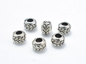 10pcs 925 Sterling Silver Beads-Antique Silver, 4mm Rondelle Beads, Spacer Beads, 4x3mm, Hole 1.8mm-BeadBasic