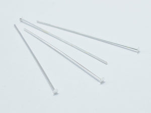 10pcs 925 Sterling Silver Head Pin, 40mm, 0.6mm(23gauge)-BeadBasic