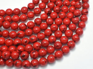 Shell Turquoise Howlite - Red, 6mm (6.5mm)-BeadBasic