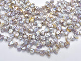 Fresh Water Pearl Beads, Mauve with AB, Top drilled Keshi, 9-11mm-BeadBasic