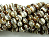 Tibetan Agate Beads, 8mm Faceted Round Beads, 12.5 Inch-BeadBasic
