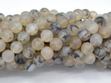 Matte Dragon Vein Agate Beads, Black & White, 8mm Round Beads-BeadBasic