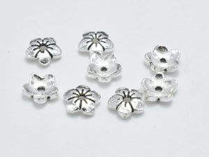 30pcs 925 Sterling Silver Bead Caps-Antique Silver, 3.8x1.1mm Flower Bead Caps-BeadBasic