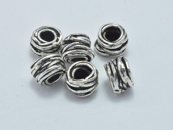 2pcs 925 Sterling Silver Beads-Antique Silver, 6x4mm Tube Beads-BeadBasic