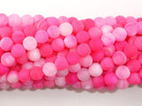 Frosted Matte Agate Beads-Pink, 6mm Round Beads-BeadBasic
